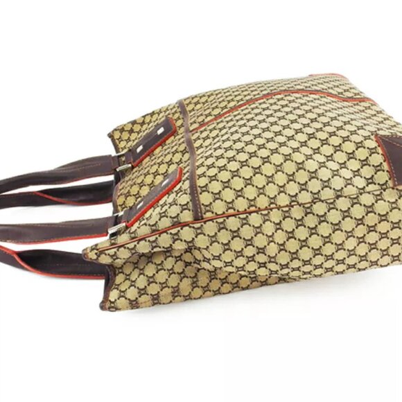 CELINE tote bag macadam beige orange canvas ?~ leather Authentic - Picture 4 of 9